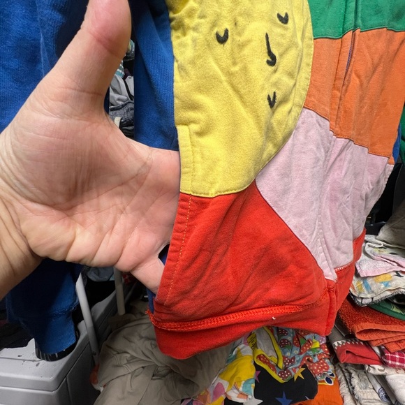 Sz8 Hanna Andersson Colorful Patchwork Hoodie Play Condition - Picture 4 of 9